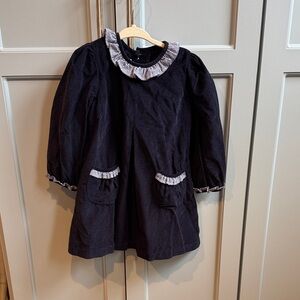 Zuccini Kids Navy Corduroy Dress with Gingham Details